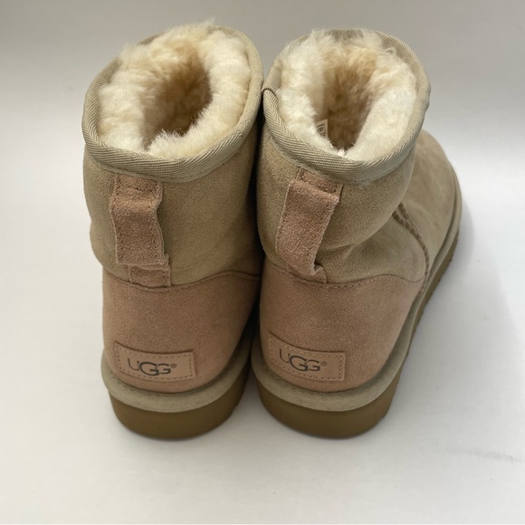 Ugg Classic Mini Sheepskin Two Toned Low Boot Women's Size 11 Pink And Tan Combo - Picture 3 of 9